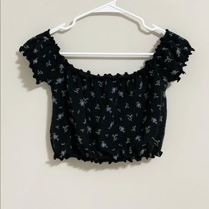 floral off the shoulder crop top